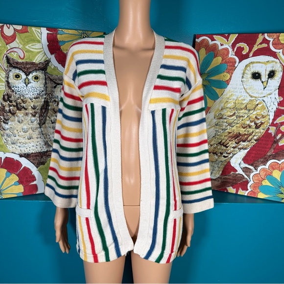 Tomboy of California Sweaters - Vintage 70’s Tomboy‎ of California Cardigan Sweater Rainbow Open Style